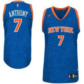 Maillot Crazy Light Leopard Knicks Anthony 7 Bleu