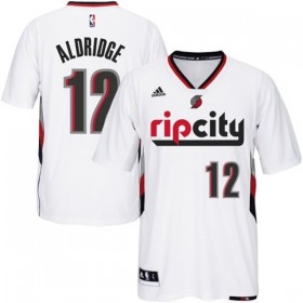 Maillot Manche Courte Blazers Aldridge 12 Blanc