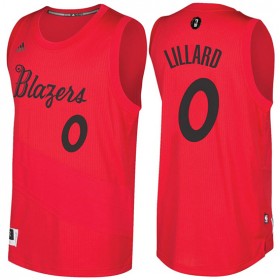 Maillot Navidad 2016 Damian Lillard Blazers 0 Rouge