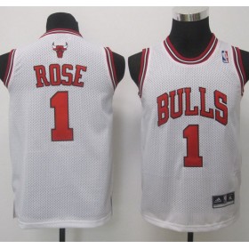 Maillot Enfant de Rose Chicago Bulls #1 Blanc
