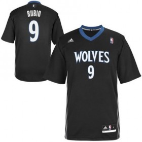 Maillot Manche Courte Timberwolves Rubio 9 Noir