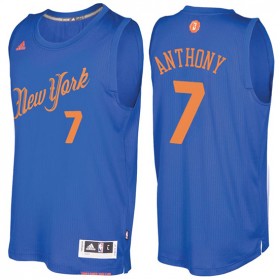 Maillot Navidad 2016 Carmelo Anthony Knicks 7 Bleu